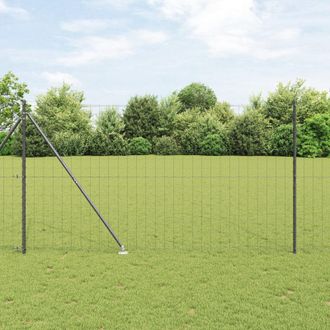 Berkfield Home Euro Fence with 7 Spike Posts 1.6x10 m Galvanised Steel Grey in Silver