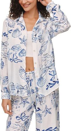 Bella Dahl Classic Button-Up Top in Riviera Print at Nordstrom, Size X-Small