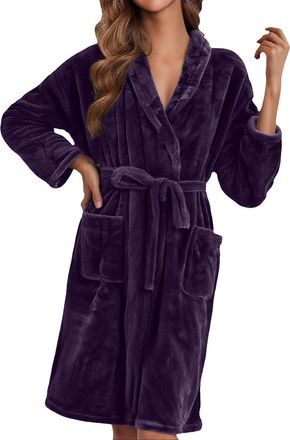 Generic Dressing Gowns For Women Uk - Premium Super Soft & Cosy Long Bathrobe Ladies Thick Flannel Luxury Housecoat Fleece Winter Warm Bathrobe Fluffy Sherpa 