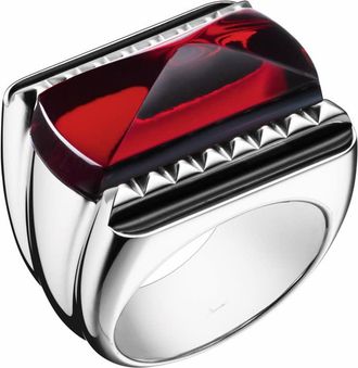 Baccarat Womens Louxor Sterling Silver Red Crystal Ring 2808049