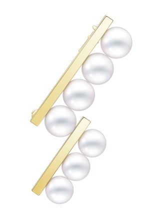 Tasaki 18kt yellow gold Collection Line Balance Step Akoya pearl brooch - unisex - 18kt Yellow Gold/Akoya Pearl - One Size