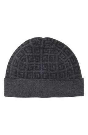 Givenchy Logo Jacquard Wool & Cashmere Beanie in Grey Multi at Nordstrom Rack