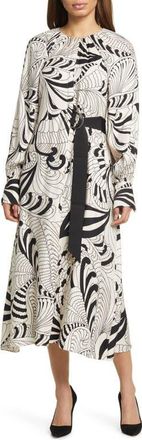 Ted Baker Emmieeh Belt Detail Long Sleeve Midi Dress in White at Nordstrom, Size 2