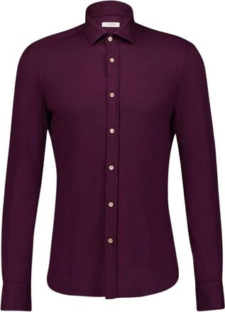 Boglioli Bordeaux Katoenen Overhemd Klassieke Kraag - Heren - Casual Overhemden - Rood - XL - Katoen - Overhemden
