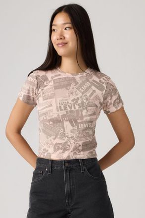 Levi's Camiseta Essential Sporty - Mujer - XS - Rosa / Zine Cowboy Grid Crystal Pink