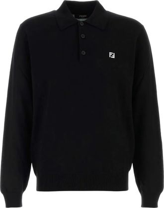 Fendi virgin wool polo shirt - men - Virgin Wool/Spandex/Elastane - 50 - Black