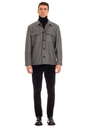 Lardini Refined Grey Wool-Cashmere Overshirt with Exclusive Pattern