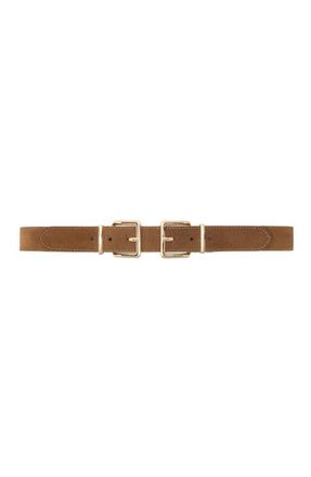 Maje Double buckle suede belt in Camel at Nordstrom, Size Medium