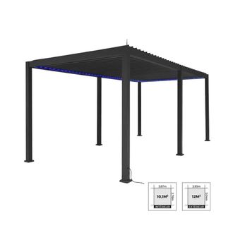 Sweeek P&eacute;rgola bioclim&aacute;tica 3x6m el&eacute;ctrica de aluminio con iluminaci&oacute;n led