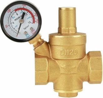 OEM [mai Usato]riduttore Di Pressione In Ottone, Regolatore Di Pressione Regolabile In Ottone Dn20 Con Manometro