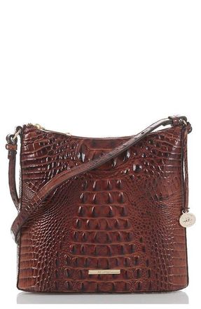 Brahmin Katie Croc Embossed Leather Crossbody Bag in Pecan at Nordstrom
