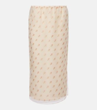 Khaite Falda lencera Sydni de organza de seda floral