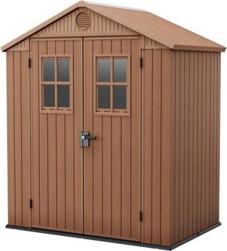 Keter Casetta Da Giardino In Resina Darwin 6x4 Wood Con Finestre Frontali