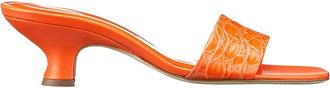 by FAR Orangefarbene Mules In Kroko-Optik