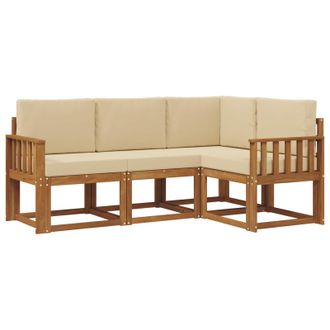 vidaXL Conjunto De Sof&aacute;s De Exterior Con Coj&iacute;n 4 Pcs Natural Y Beige Vidaxl