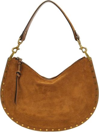 Isabel Marant Borsa a spalla Oskan in pelle scamosciata con borchie - Marrone