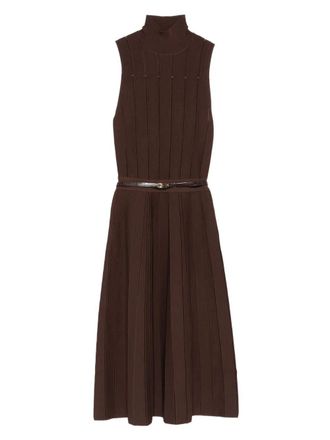 パーティードレス ELISABETTA FRANCHI Crepe dress with contrasting belt Elisabetta Franchi Crepe Dress With Contrasting Belt from