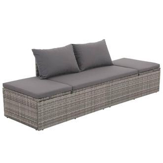 vidaXL Cama De Jard&iacute;n 195x60 Cm Rat&aacute;n Sint&eacute;tico Gris Vidaxl