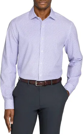W.R.K Faint Floral Performance Dress Shirt in White/purple at Nordstrom, Size 17.5