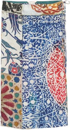 Talking Walls patchwork-print midi skirt - Blue