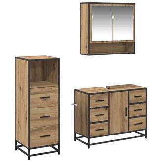 vidaXL Juego De Muebles De Ba&ntilde;o Con Caj&oacute;n 3 Pcs Roble Artisan Vidaxl