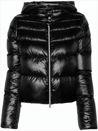 Herno Cropped Black Puffer Jacket With Finish