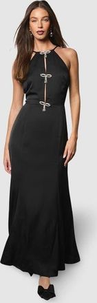Coast Diamante Bow Halter Maxi Dress in Black at Nordstrom, Size 12