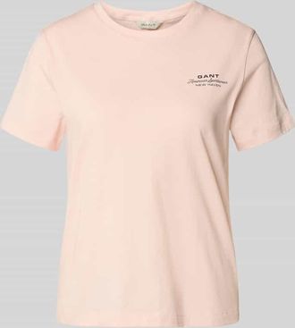 GANT T-Shirt mit Label-Print und Rundhalsausschnitt in Rosa, Gr&ouml;&szlig;e XXL