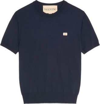 Valentino Wool T-shirt With VLogo Patch