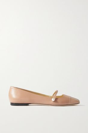 Jimmy Choo London Ballerine Mary Jane In Pelle Con Finiture In Vernice E Decorazione Elisa - Neutri
