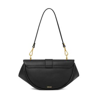 Versace Tassen, Dames, Zwart, ONE Size, Leer, Middelgrote Schoudertas van Kalfsleer