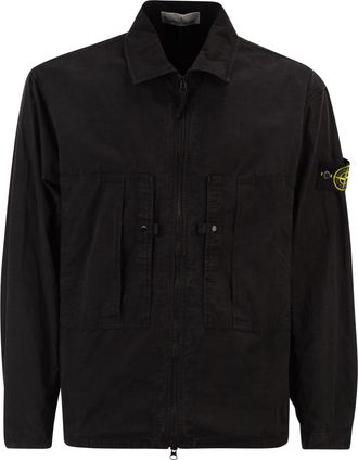 Stone Island Comfortable Overshirt With Zip And Pockets