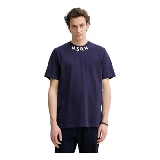 Msgm T-shirt con stampa logo - - Tops - Uomo - Blu - S