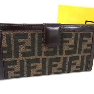 Fendi Brown Canvas Leather Long Wallet (Bi-Fold) (Pre-Owned)