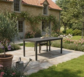 Dmora Mesa De Jard&iacute;n Vasto, Mesa De Comedor Rectangular, Mesa De Jard&iacute;n Multiusos Para Interior Y Exterior, 100% Made In Italy, Cm 138x78h72, Antracita, Con
