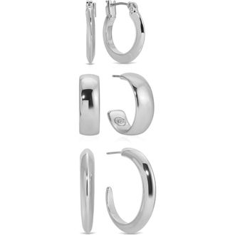 Ettika Set of 3 Hoop Earrings in Silver at Nordstrom