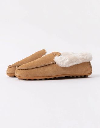 Hunter Womens Hunter Womens Sherpa Collar Moccasin Slippers - Biscuit - Tan - Size: 6