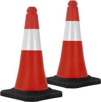 ECD Germany Ecd Germany - 2x Cono De Tr&aacute;fico Obra Pieza De Se&ntilde;alizaci&oacute;n Emergencia Color Rojo Y Blanco 51 Cm De Altura Con Base Pesada Y Robusto Pil&oacute;n De Segurida