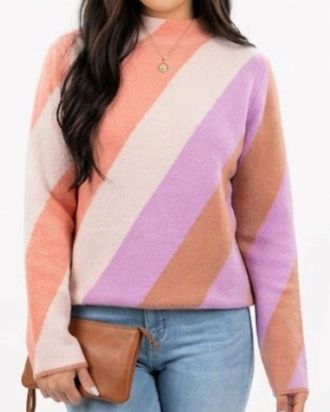 Tribal Mock Neck Knit Sweater In Apricot Mist