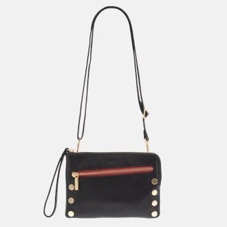 Hammitt Womens Nash Small Crossbody Bag In Black/brushed Gold Red Zip
