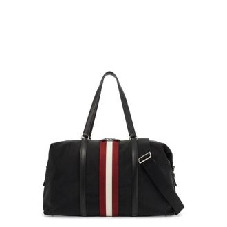 Bally Logo Patch Striped Travel Bag