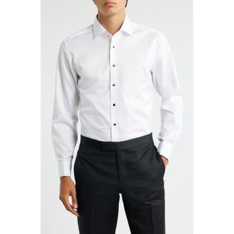 Eterna Luxury Black Tie Slim Fit Dress Shirt in White at Nordstrom Rack, Size 15.5 - R