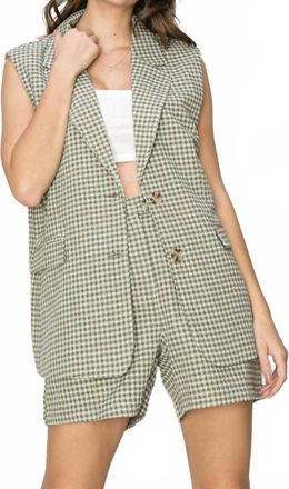 HYFVE Plaid Vest And Shorts Set In Olive