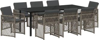 vidaXL vidaXL Garden Dining Set 9 pcs Grey Poly Rattan