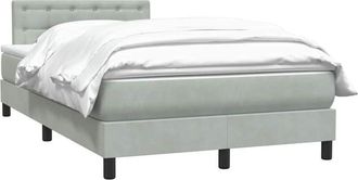 vidaXL Cama Box Spring Con Colch&oacute;n Terciopelo Gris Claro 120x210 Cm Vidaxl