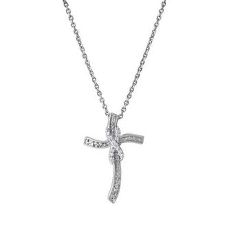 LuvMyJewelry Benedicta 10K Gold Diamond Cross Pendant - 0.05 CT in 10K White Gold at Nordstrom