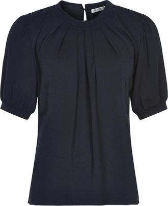 In Front Navy 1/2 Mouwen Blouse met Ruche - Dames - Blouses - Blauw - XL - Overhemden
