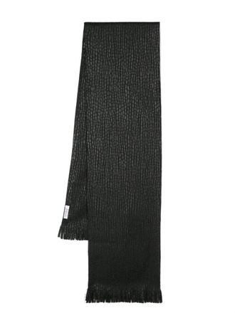 VIP価格.Saint Laurent SCIARPA IN MISTO LANA CON FRANGE Ampia sciarpa con monogramma YSL in misto seta, cotone e