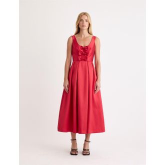 Nobody's Child Womens Nobodys Milda Scoop Neck Midi Dress in Red - Size 6 UK