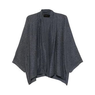 Cortana Crinkled Kimono Jas - Dames - Blouses & Shirts - Blauw - Maat: M
